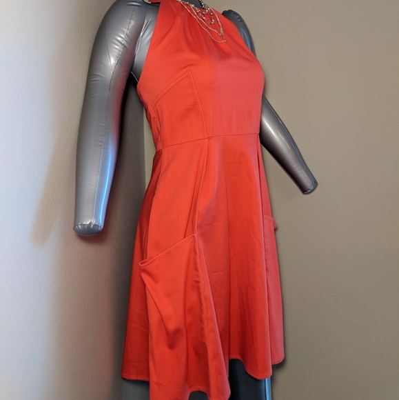 Jessica Simpson pockets orange halter dress size 4 - Picture 5 of 6